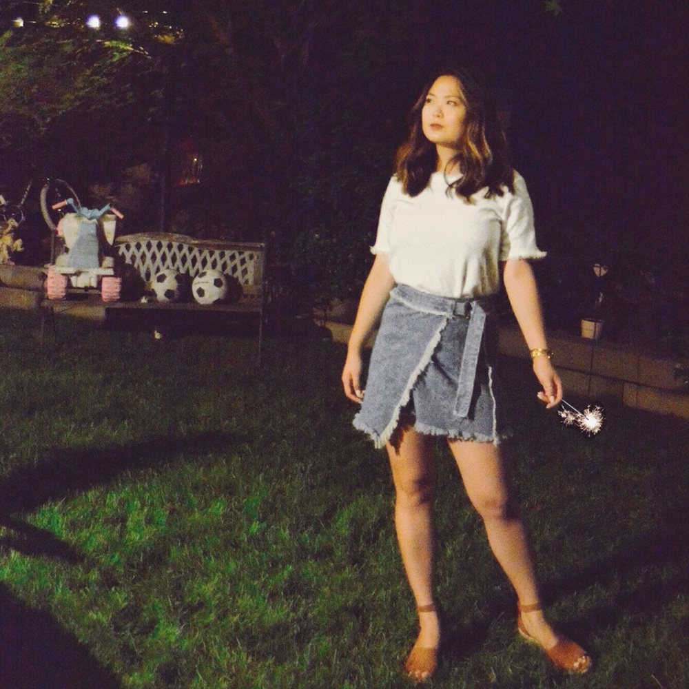 Shein Raw Denim Cut Skirt